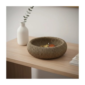 <b>Decorative</b> Handmade Woven Rope Bowl Natural Beige Minimalist <b>Decorative</b> Storage For Jewelry Makeup Accessories - Product Image 2
