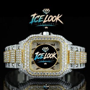 นาฬิกาข้อมือผู้ชาย ICE LOOK หรูหรา ทรงเหลี่ยม ตัวเรือนสแตนเลสสตีล ขนาด 40 มม. กลไก Miyota ระบบอนาล็อก ควอตซ์ หน้าปัดคริสตัลแซฟไฟร์ สายขนาด 20 มม. ประดับเพชร - Product Image 5