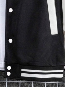 Oversized Breathable <b>Men's</b> Black Varsity <b>Jacket</b> Turn-down Collar Casual Streetwear Regular Fit Autumn Wear <b>Jackets</b> For <b>Men</b> - Product Image 6