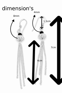 <b>Black</b> Onyx Tassel <b>Dangle</b> <b>Earrings</b> for Women Elegant Statement Jewelry with Stylish Hanging Design for Party Wedding and Evening - Product Image 3
