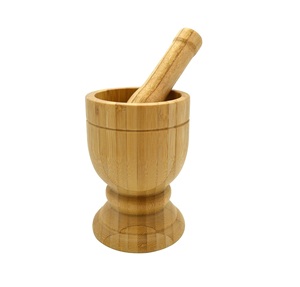 Natural Finish Wooden Mortar And Pestle <b>Grinder</b> Ideal For Grinding Seeds Spices <b>Herbs</b> And Making Fresh Pastes - Product Image 4
