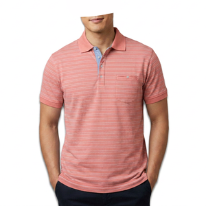 Camisa de Manga Corta a Rayas 100% Algodón para Hombre, Tejida, Transpirable, Corte Casual, Diseño con Logotipo Frontal y Bolsillo, 180g, Marca Personalizada - Product Image 4