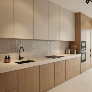 Meubles de cuisine de style panneau de bois moderne de luxe personnalisés JY Project, ensemble de meubles vietnamiens les plus vendus, armoires modulaires en MDF bon marché - Product Image 5