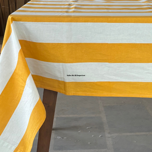 Striped Cotton Linen Rectangular <b>Tablecloth</b> Yellow White Washable Dining Table Cover for Home Decor Elegant Style - Product Image 5