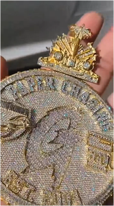 Bijoux de luxe en argent sterling 925, pendentif hip-hop personnalisé, testé au diamant, moissanite VVS glacée taille brillant GRA - Product Image 3