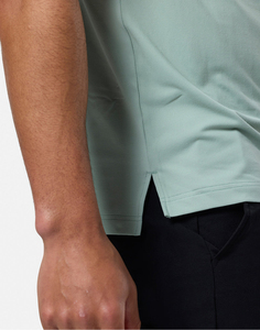 เสื้อโปโลผู้ชายสีเขียวอ่อนแขนสั้นทรงเข้ารูปลำลองสีทึบผ้าถัก - Product Image 4