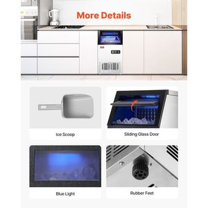 เครื่องทำน้ำแข็งแบบตั้งพื้นสำหรับครัวเชิงพาณิชย์ ผลิตน้ำแข็งได้ 100 ปอนด์/24 ชั่วโมง ผลิตน้ำแข็งได้ 36 ก้อนใน 15 นาที ความจุขนาดใหญ่ 28 ปอนด์ - Product Image 6