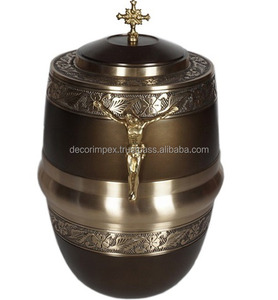 Modern Eco-Friendly Cremation Urns by Hand Carving with Color Finish Best Selling Solid Brass Adult Keepsake Funeral Urn - Product Image 3