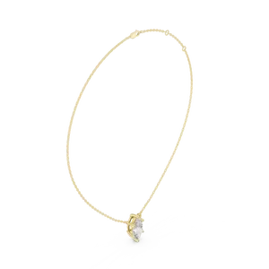 Pendentif solitaire en diamant de laboratoire taille marquise, or massif 10K 14K 18K, bijoux fins pour femmes, accessoires, cadeau, chaîne incluse - Product Image 2