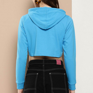 Womens <b>Winter</b> Printed Front Logo for Cropped Hoodie Long Sleeve Casual Street Style Soft Woven Pullover Short Sweatshirt <b>Top</b> - Product Image 3