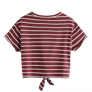 เสื้อครอปท็อปผ้าฝ้ายคุณภาพสูงสำหรับผู้หญิงแฟชั่นฤดูร้อน ตกแต่งด้วยกระดุมเพชรและพู่ห้อย ระบายอากาศได้ดี เป็นมิตรกับสิ่งแวดล้อม - Product Image 4