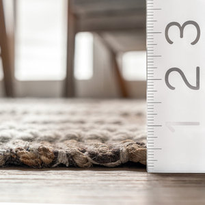 Tapis géométrique tissé à la main en jute/coton naturel avec ensemble unique - Product Image 6