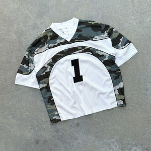 สินค้าขายดี เสื้อเจอร์ซีย์อเมริกันฟุตบอลแขนสั้นผ้าตาข่าย พิมพ์ลายตามสั่ง ไซส์ใหญ่ พร้อมดีไซน์และสีสันหลากหลาย - Product Image 1