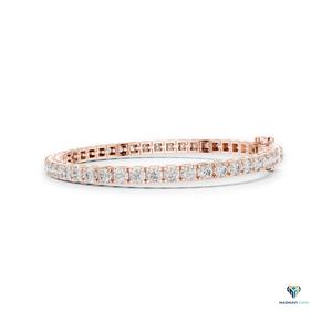 5.17 CT Rose <b>Gold</b> Round Lab Grown Diamond Tennis Bracelet in 14K <b>Solid</b> <b>Gold</b>, 6.4 Inch Collet Set Classic Bracelet - Product Image 2