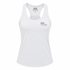 Camiseta deportiva sin mangas para mujer, blanca, transpirable, de malla, ajustada, con espalda descubierta, para verano, con logo personalizado, corte regular. - Product Image 4