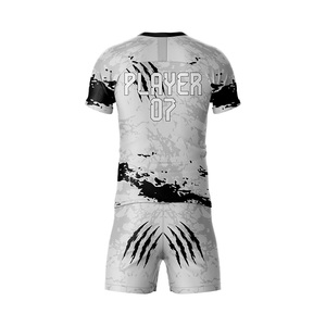 Ensemble de maillots de football pour hommes avec logo d'équipe personnalisé imprimé, 100% polyester, imprimé par transfert thermique, antibactérien, respirant, uniformes - Product Image 2