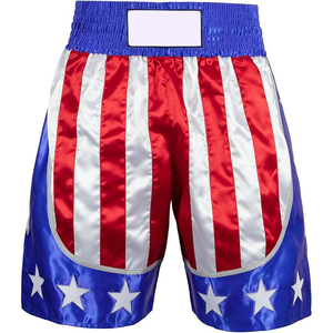 Shorts de boxe drapeau américain pour hommes, en polyester extensible, tenue d'arts martiaux, coupe classique, style imprimé - Product Image 1