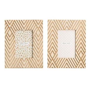Premium Natural Wooden Chevron Pattern <b>Photo</b> <b>Frame</b> with Modern Minimal Design for Stylish Home and Office Tabletop Decoration - Product Image 2