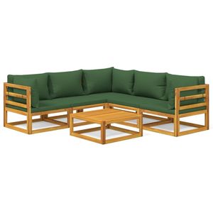 Conjunto de Muebles de Jardín Acolchados Verdes con Madera Natural - Product Image 2