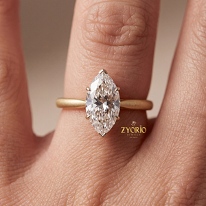 Marquise Cut Lab Grown Diamond Sterling <b>Silver</b> Wedding Party Engagement <b>Ring</b> Matte Finish Domed <b>Solitaire</b> Band - Product Image 3