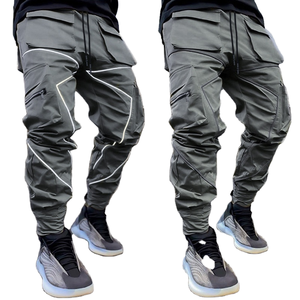 Pantalon cargo jogger technique multi-poches réfléchissant pour homme OEM, style streetwear hip-hop tactique, vente en gros personnalisée - Product Image 3
