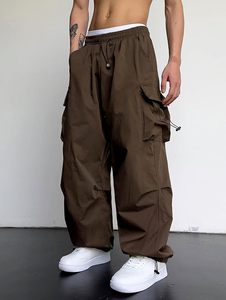 Men's <b>Canvas</b> Cargo Pants Loose Fit Multi Pocket Workwear Trousers Casual Straight Leg Elastic Waist Track Pants - Product Image 2