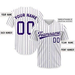 Camiseta de Béisbol Personalizada con Rayas Blancas, Uniforme de Equipo a Rayas, 100% Poliéster, Fabricante OEM, Proveedor al por Mayor - Product Image 2