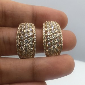 Round Cut Natural <b>Diamond</b> <b>Dangle</b> Huggie Ladies <b>Earrings</b> 3.06 Cttw 925 Sterling Silver Yellow Plated Prong Set Trendy Wholesale - Product Image 2
