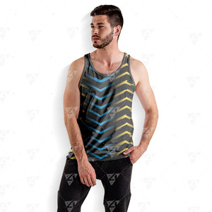 Débardeur côtelé homme en polyester/coton, imprimé individuel, respirant, écologique, séchage rapide, 220g, pour gym, entraînement, fitness, streetwear - Product Image 5