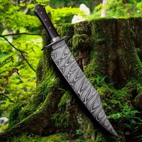 Couteau Bowy à pointe clip en acier Damas fait main avec manche en corne, pour la chasse et la survie en extérieur, DIY OEM OBM