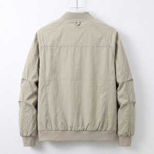 Men's Eco-Friendly Varsity Casual Jacket Zipper Closure Front Logo <b>Stand</b> Collar Long Length Cotton Filling Worsted Fabric Silk - Product Image 2