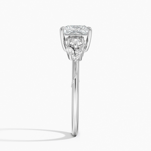 Bague BOJ 031 en argent 925, coupe princesse, camélia, trois pierres, halo de diamants, 2 carats, couleur D, VVS1, moissanite certifiée GRA, prix bas - Product Image 3