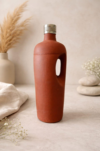 Bouteille d'eau en terre cuite 1000 ml, bouteille à boisson en argile avec poignée, utilisation moderne pour la maison et la cuisine - Product Image 6