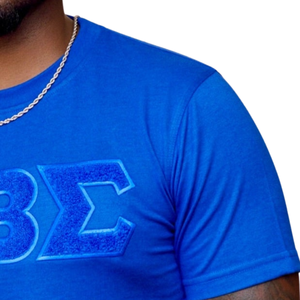 Camiseta de Chenilla Sólida Phi Beta Sigma Azul para Hombre, Camiseta con Letras Griegas, Ropa de Fraternidad Premium, Manga Corta, Corte Clásico, Estilo Casual - Product Image 3