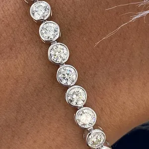 Pulsera de tenis vintage con diamantes cultivados en laboratorio de corte brillante redondo de 8.20 quilates, certificado IGI, E VS1, oro blanco de 14K - Product Image 3