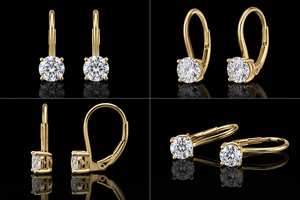 ต่างหูเพชรทรงหยดน้ำ 1.50 กะรัต เพชรเพาะเลี้ยงในห้องปฏิบัติการ ทอง 14K เพชรเดี่ยว 0.75 กะรัต ต่างหูเพชรทรงห้อย ทรงเหลี่ยมบริลเลียนท์ คลาสสิก สวยงาม - Product Image 6