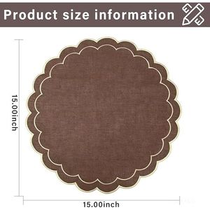 Juego de 4 Manteles Individuales de Lino y Algodón con Bordado de Flores Festoneadas, 15 Pulgadas, Textura de Lino Natural, Lavables a Máquina - Product Image 3