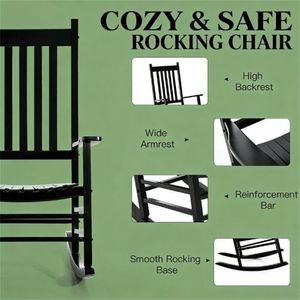 Fauteuil de jardin en bois noir avec fonction de balancement pour une utilisation en extérieur - Product Image 4