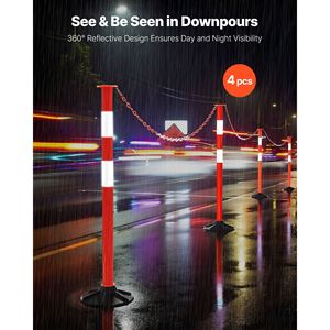 Set di 4 Coni Stradali Riflettenti Resistenti da 34 Pollici, Pali Delineatori per la Sicurezza Stradale con Base Appesantita per Uso Esterno - Product Image 2