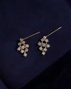 Boucles d'oreilles pendantes en diamants ronds cultivés en laboratoire avec or massif 14 carats, bijoux de fiançailles raffinés pour petites amies - Product Image 2