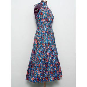 New Arrival High Quality Cotton <b>Summer</b> <b>Dress</b> Women Modern Chic Sweet Floral Patterned Red Sleeveless Midi A-Line <b>dress</b> - Product Image 4