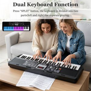 Kit de clavier électronique 61 touches pour débutants avec support et tabouret réglables - Alimentation USB - Product Image 6