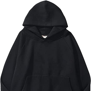 <b>Men's</b> Oversized O-Neck Sweatshirt Solid Black Cotton Fleece Casual Pullover Regular Fit Winter Pocket Design Breathable - Product Image 2
