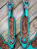Ensemble de sellerie western en cuir véritable avec boucle de fermeture, incrustation de taureau, léger, têtière et collier de poitrine personnalisables