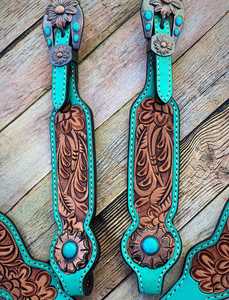 Ensemble de sellerie western en cuir véritable avec boucle de fermeture, incrustation de taureau, léger, têtière et collier de poitrine personnalisables - Product Image 4