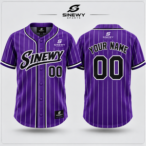 Maillot de baseball unisexe SINEWY SPORTS, personnalisé, rayé bleu, polyester, manches courtes, boutons sur le devant, évacuation de l'humidité, grande taille adulte - Product Image 6