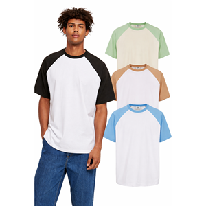 Camiseta de Manga Corta Raglán Extra Grande para Hombre, Diseño Personalizado, 100% Algodón, Tejido Grueso, Color Sólido, Lisa - Product Image 3