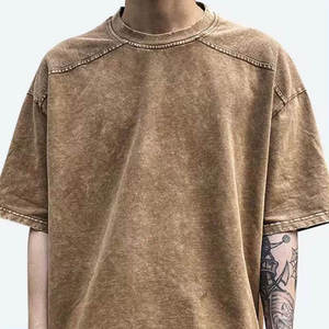 T-shirts vierges délavés à l'acide de haute qualité, coupe oversize à épaules tombantes pour hommes - Product Image 4