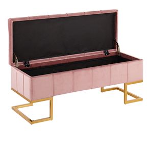 Midas contemporanea/Glam oro acciaio e rosa panca portaoggetti in velluto per mobili camera da letto - Product Image 2