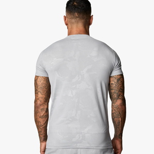 T-shirt en maille respirant pour homme, à manches courtes, col rond, couleur unie, teint en pièce, coupe classique, longueur normale, séchage rapide - Product Image 2